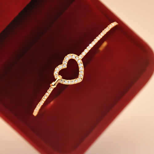 Romantic Heart Crystal Charm Bracelet