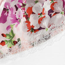 Load image into Gallery viewer, Trim Floral Print Satin Lingerie Set