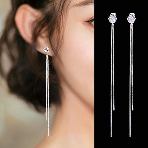 Rhinestone Long Drop Earrings