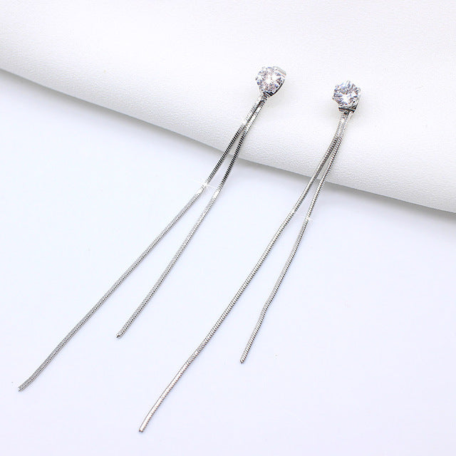 Rhinestone Long Drop Earrings