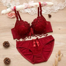 Load image into Gallery viewer, Push Up Embroidery Lingerie Set